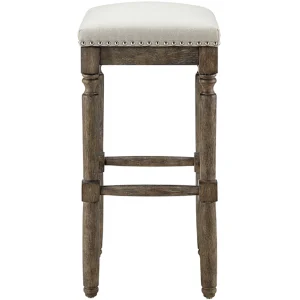 * Aiden Upholstered Tan Backless Barstool With Nailhead Trim, 30 Promotion Shop