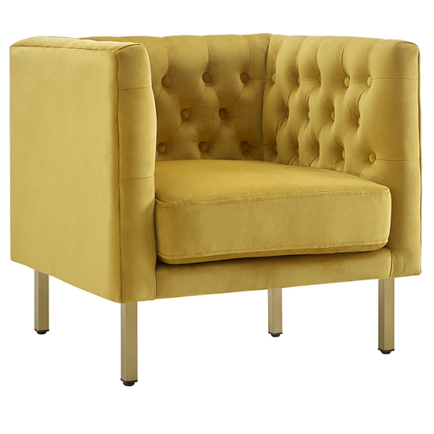 bendell_yellow_velvet_tufted_accent_club_chair_with_gold_legs_kd_promotion_0.webp * Bendell Yellow Velvet Tufted Accent Club Chair With Gold Legs, Kd Promotion Cheap