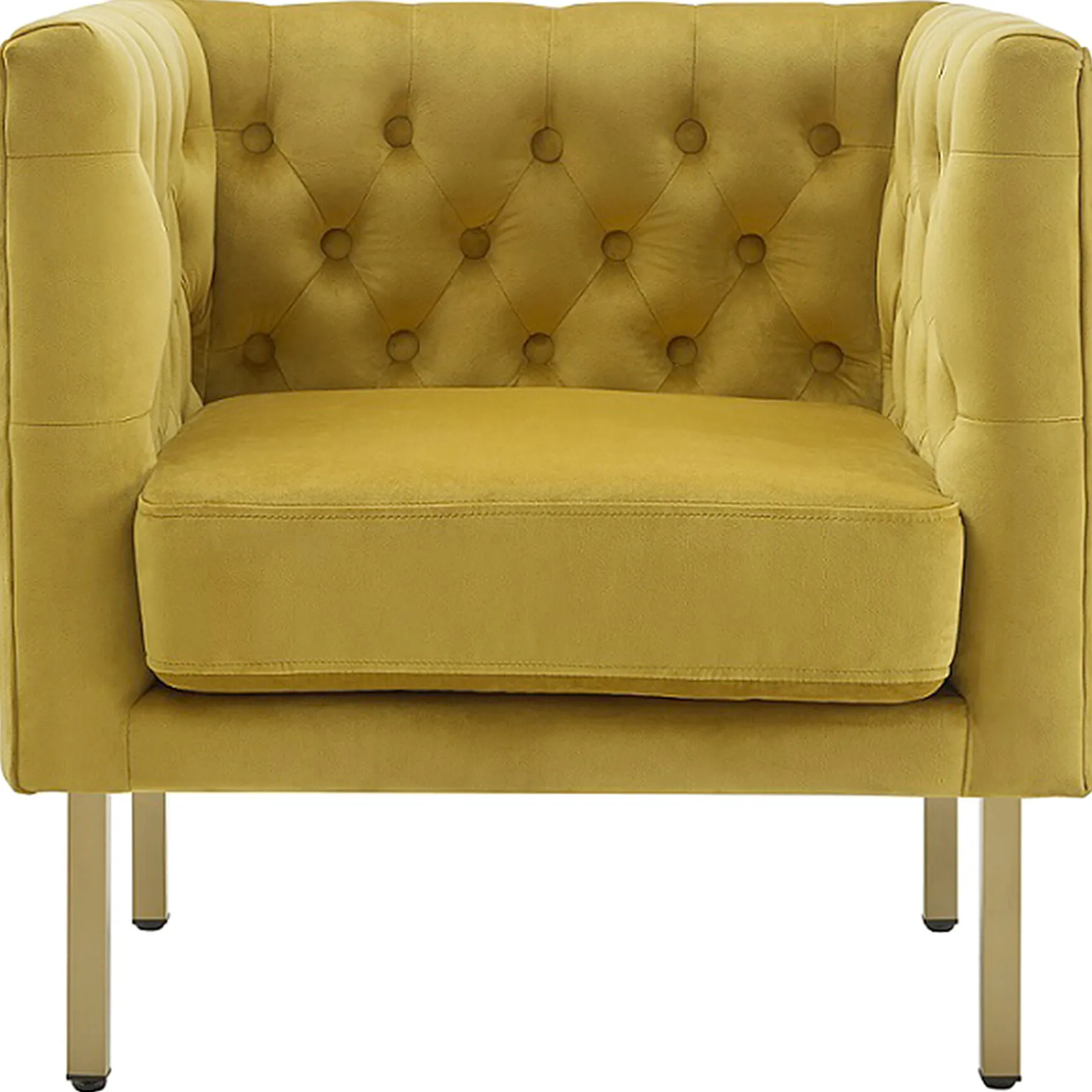 bendell_yellow_velvet_tufted_accent_club_chair_with_gold_legs_opening_sales_1.webp * Bendell Yellow Velvet Tufted Accent Club Chair With Gold Legs Opening Sales Store
