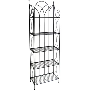 * Black 5 Tier Gothic Baker Rack With Metal Wire Shelves Promotion Clearance