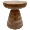 * Brown Wooden Pedestal Accent Table, 16 18 Featured Best Sale