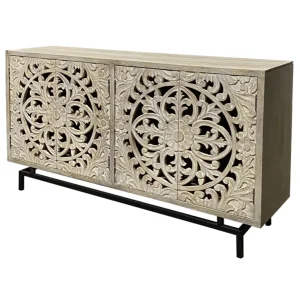 * Carved 4 Door Wood Sideboard Discount Sale