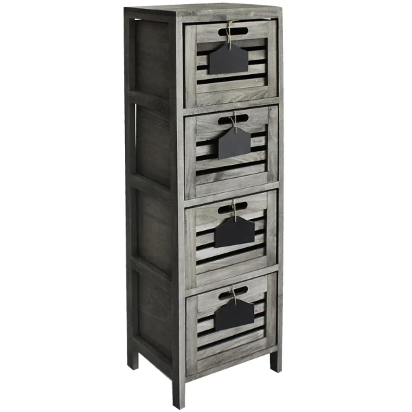 * 4-Drawer Grey Wooden Cabinet, Large Opening Sales Discount