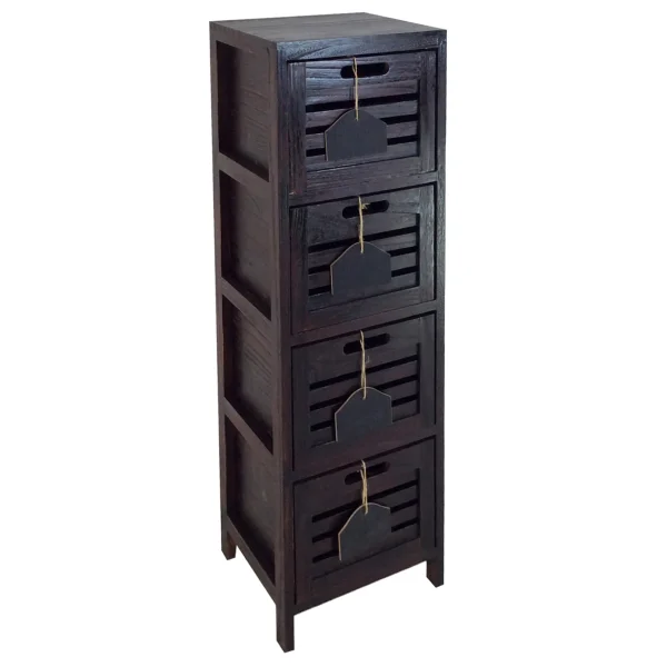 * 4-Drawer Grey Wooden Cabinet, Medium Flash Sale New