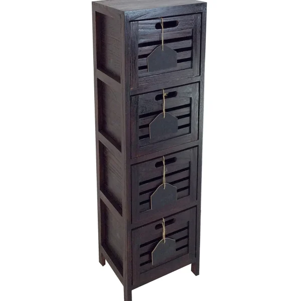 * 4-Drawer Grey Wooden Cabinet, Medium Flash Sale New