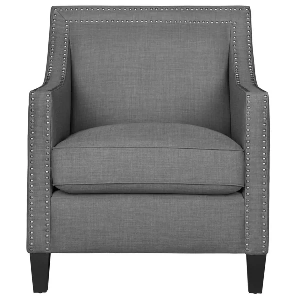 * Erica Grey Accent Chair With Nailhead Trim Flash Sale New