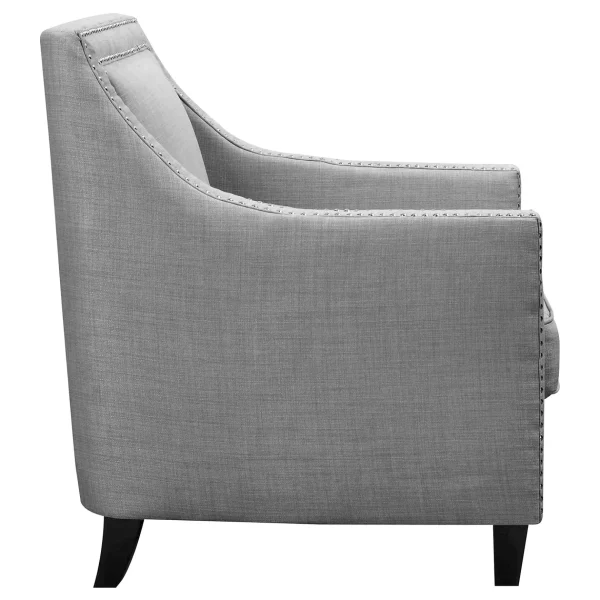 * Erica Grey Accent Chair With Nailhead Trim Flash Sale New