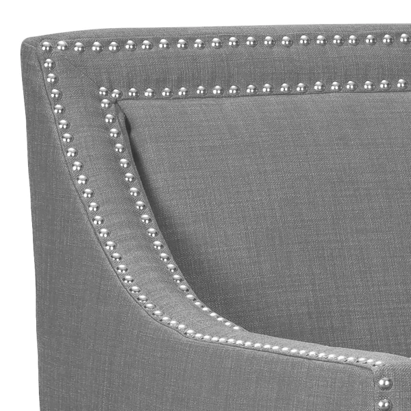 * Erica Grey Accent Chair With Nailhead Trim Flash Sale New