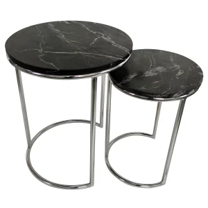 * Essex Black Marble Nesting Tables Online Discount Sale