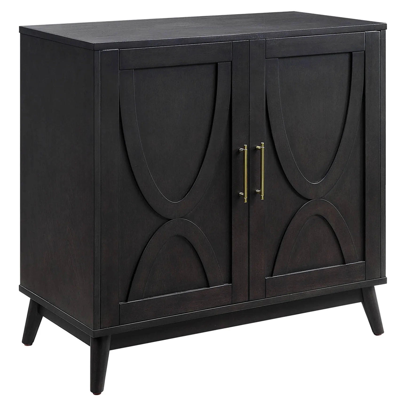 * Ezra 2-Door Dark Brown Cabinet With Gold Handle Opening Sales Discount