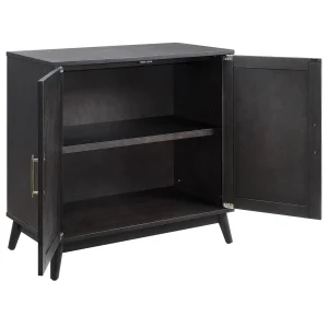 * Ezra 2-Door Dark Brown Cabinet With Gold Handle Opening Sales Discount