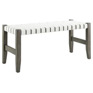 * Faux Leather Ivory Strap Bench Opening Sales Discount