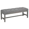 * Ferdinand Tufted Tan Linen Wood Bench With Double Nailhead Opening Sales Fashion