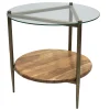 * Glass Top Wood Shelf Side Table Opening Sales Best