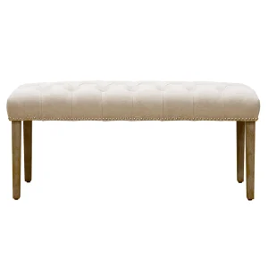 * Grace Mitchell Bailey Tufted Bench With Ring Accents, Kd Discount Hot