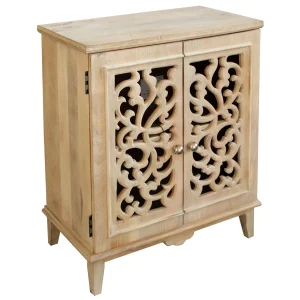 * Grace Mitchell Natural Carved 2-Door Cabinet Promotion Sale