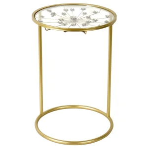 * Grace Mitchell Round Gold Accent Table With Glass Top Fashion Discount