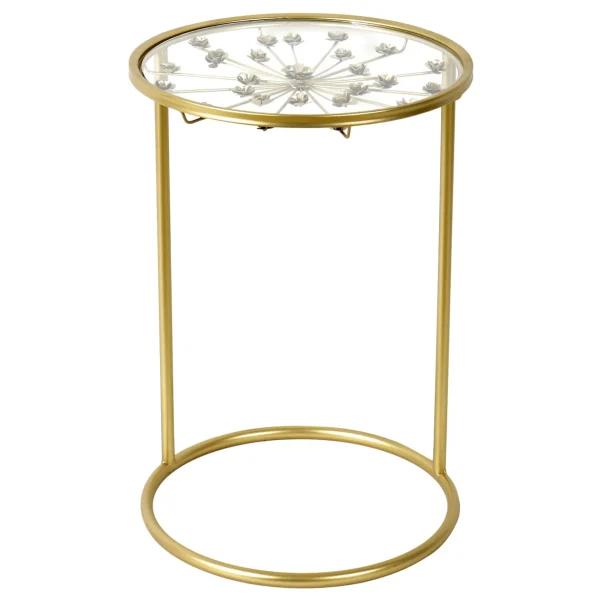 * Grace Mitchell Round Gold Accent Table With Glass Top Fashion Discount