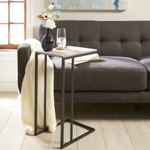 * Grey Wooden Top C-Table With Gunmetal Base Clearance Shop