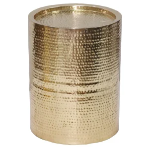 * Hammered Gold Drum Accent Table, Large Exquisite Gifts Flash Sale