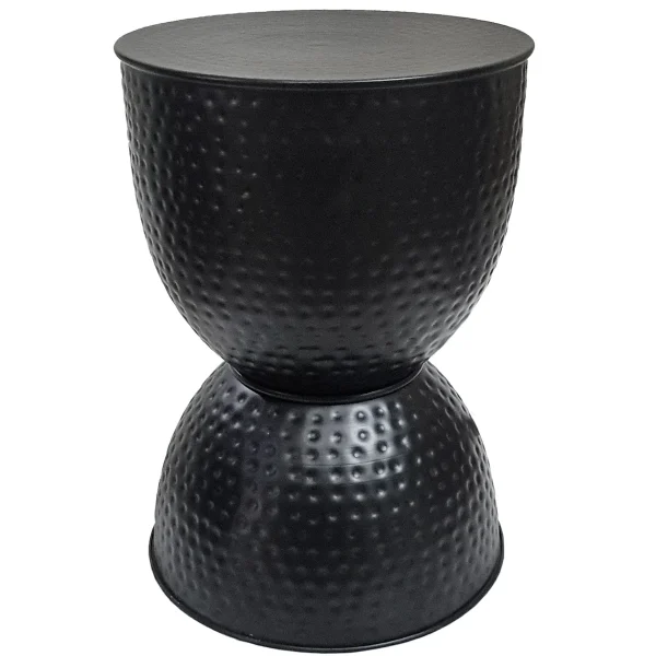 * Hammered Metal Accent Table, Black Low Price Flash Sale