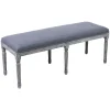 * Heritage Dark Grey Linen Bench Low Price Store