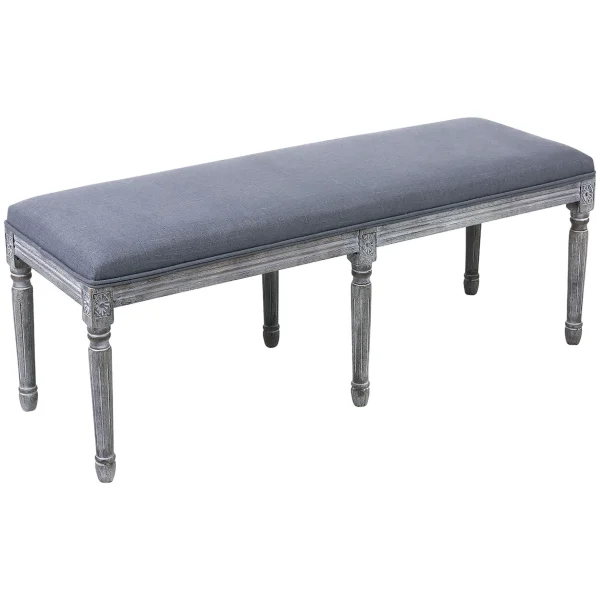 * Heritage Dark Grey Linen Bench Low Price Store
