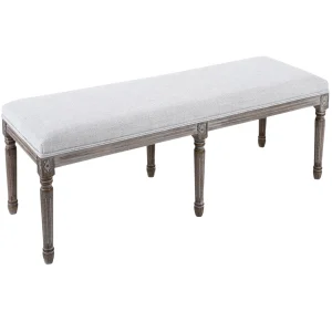 * Heritage Light Grey Linen Bench Cheaper Cheap