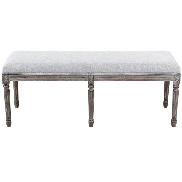 * Heritage Light Grey Linen Bench Cheaper Cheap