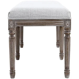 * Heritage Light Grey Linen Bench Cheaper Cheap