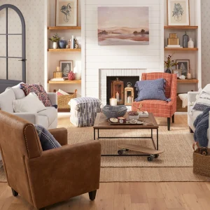 * Honeybloom Dylan Brown Faux Leather Arm Chair Flash Sale Outlet