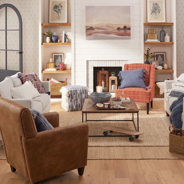 * Honeybloom Dylan Brown Faux Leather Arm Chair Flash Sale Outlet