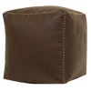 * Honeybloom Faux Leather Brown Pouf With Baseball Stitch Opening Sales Online
