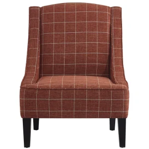 * Honeybloom Kayson Paprika Plaid Accent Chair Low Price New