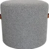 * Honeybloom Rica Textured Pouf With Faux Leather Handles, Grey Less Expensive Hot
