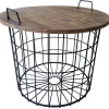 * Honeybloom Round Wire Basket Table With Removable Wood Top Discount Best Sale