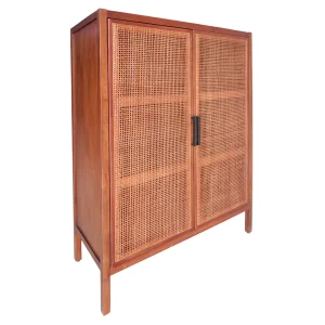 * Honeybloom Wood Rattan Door Cabinet Premium Shop