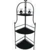 * 48In. Black Metal Corner Rack With Folding Wood Shelves Discount Online