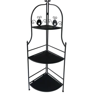 * 48In. Black Metal Corner Rack With Folding Wood Shelves Discount Online