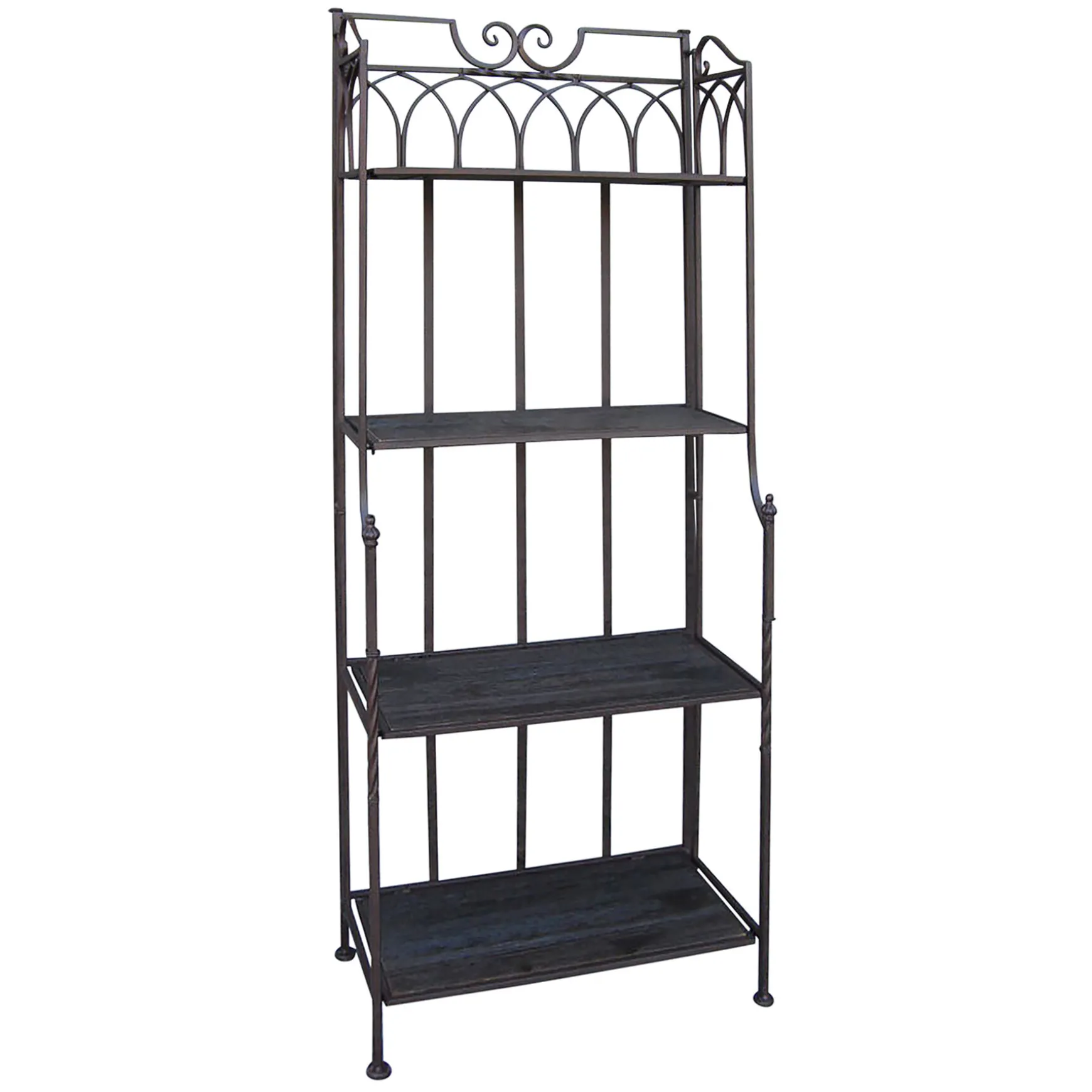 in_brown_decorative_arch_metal_rack_with_folding_wood_top_shelves_clearance_0.webp * 61In. Brown Decorative Arch Metal Rack With Folding Wood Top Shelves Clearance Clearance