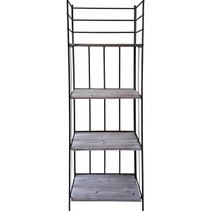 * 63In. Metal Baker Rack With Folding Wood Top Shelves Featured Hot