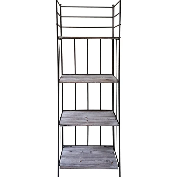 * 63In. Metal Baker Rack With Folding Wood Top Shelves Featured Hot