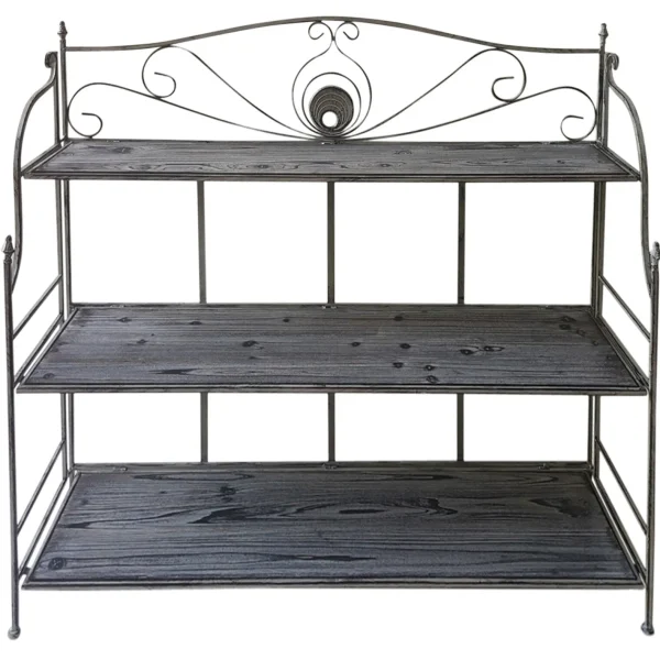 * 40In. Rustic Metal Rack With Folding Wood Top Shelves Outlet New
