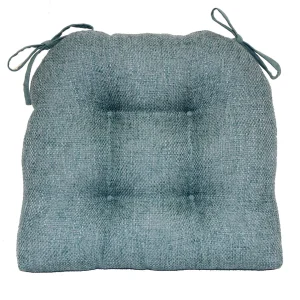 * Jasper Textured Chair Pad/4 Tacks/Ties Blue Opening Sales Online