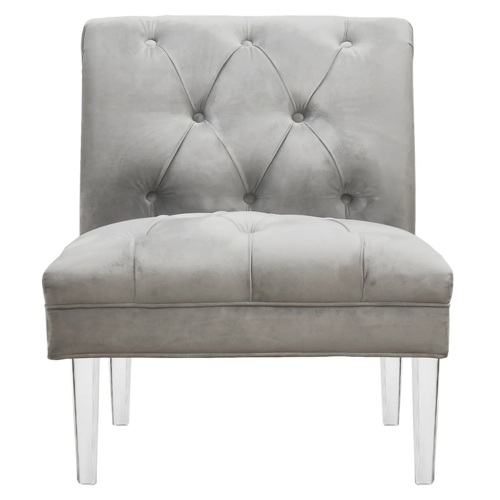 laila_ali_grey_tufted_accent_chair_with_clear_acrylic_legs_outlet_1.webp * Laila Ali Grey Tufted Accent Chair With Clear Acrylic Legs Outlet Hot