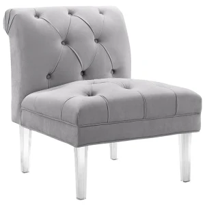 * Laila Ali Grey Tufted Acrylic Leg Accent Chair Kd Fashion Hot