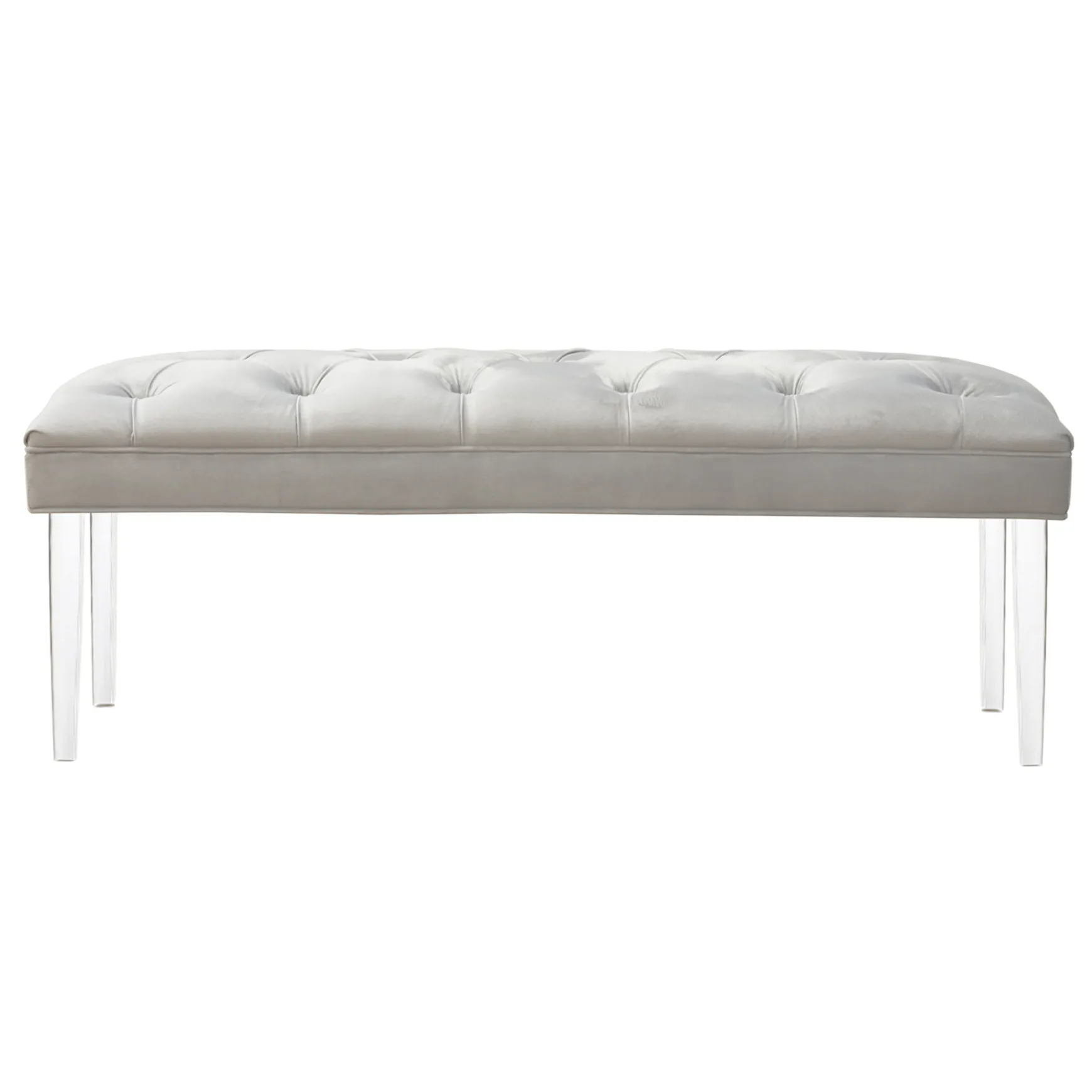 * Laila Ali Grey Tufted Acrylic Leg Bench, Kd Online Discount New