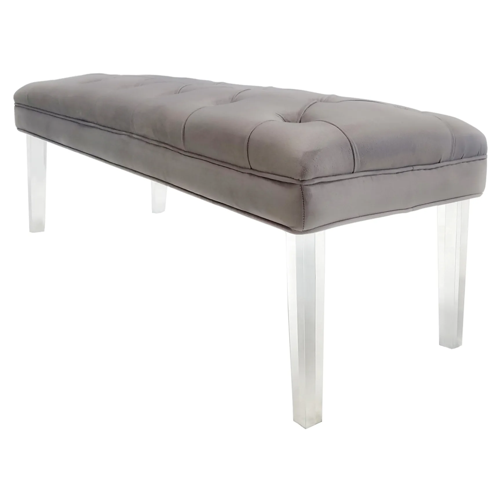 laila_ali_grey_tufted_bench_with_clear_acrylic_legs_promotion_0.webp * Laila Ali Grey Tufted Bench With Clear Acrylic Legs Promotion Cheap