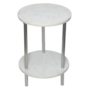 * Laila Ali Iris White Marble Accent Table Opening Sales Shop