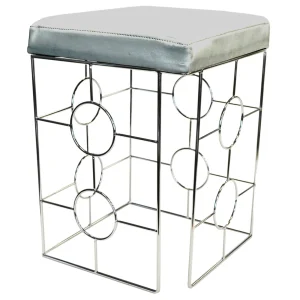 * Laila Ali Kaia Grey & Chrome Stool, 20.5 Fashion Shop